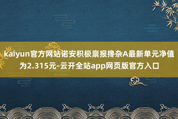 kaiyun官方网站诺安积极禀报搀杂A最新单元净值为2.315元-云开全站app网页版官方入口