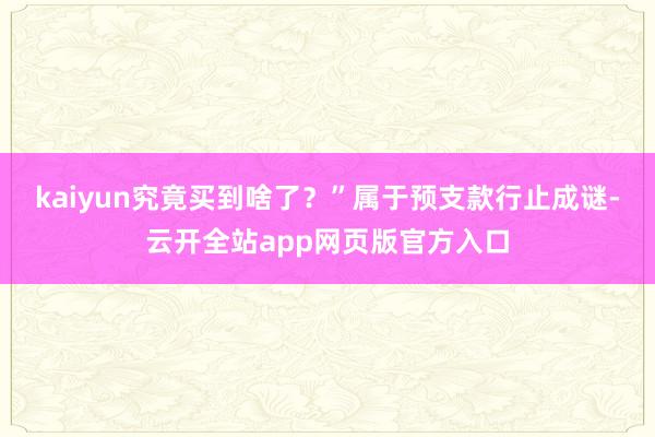 kaiyun究竟买到啥了？”属于预支款行止成谜-云开全站app网页版官方入口