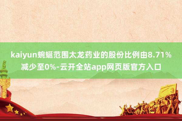 kaiyun蜿蜒范围太龙药业的股份比例由8.71%减少至0%-云开全站app网页版官方入口