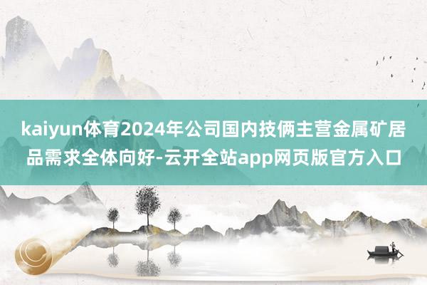 kaiyun体育2024年公司国内技俩主营金属矿居品需求全体向好-云开全站app网页版官方入口