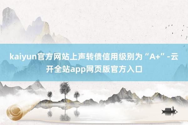 kaiyun官方网站上声转债信用级别为“A+”-云开全站app网页版官方入口