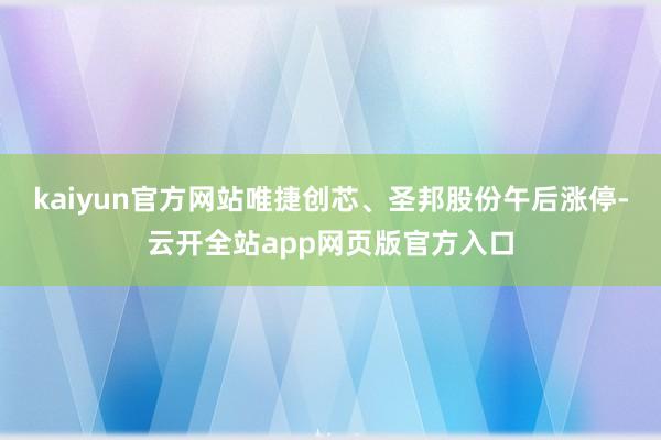 kaiyun官方网站唯捷创芯、圣邦股份午后涨停-云开全站app网页版官方入口